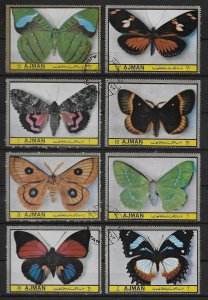 Ajman  1972  Butterflies  --  Night series - set of 8 CTO