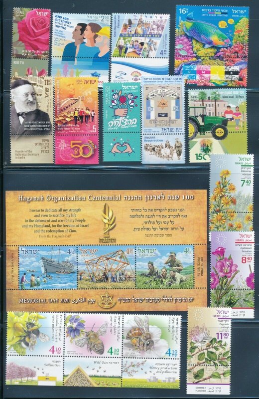 ISRAEL 2020 COMPLETE STAMPS & S/SHEETS YEAR SET MNH 