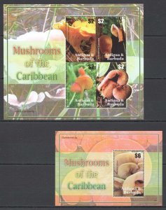 B0247 2007 Antigua & Barbuda Mushrooms Of The Caribbean #4471-74 1Kb+1Bl Mnh