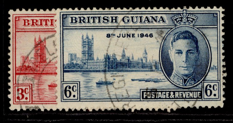 BRITISH GUIANA GVI SG320-321, VICTORY set, FINE USED.