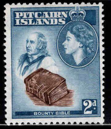 Pitcairn Islands Scott 22 MH* 1957 QE2 HMS Bounty Bible stamp