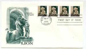 3769 10c NY Public Library Lion W/A Coil Plate Number Strip, Artcraft FDC