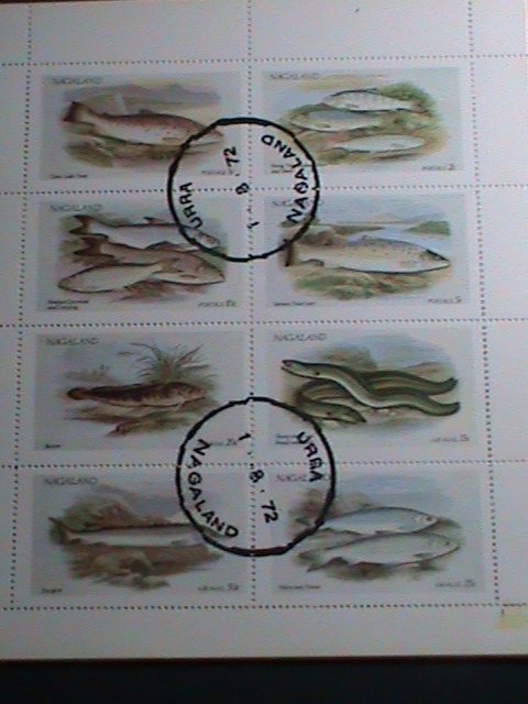 NAGALAND 1972 -WORLD COLORFUL LOVELY OCEAN FISHES CTO SHEET VERY FINE