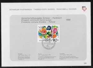 Switzerland 828 1988 Painting PTT Collection Sheet FD