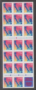 3122Ef, Booklet Pane-20 Statue of Liberty DC 11.5 x 11.8 (V2222) MNH, .32 cent