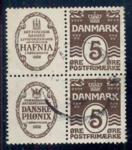 DENMARK (RE1,2) Block of 4 HAFNIA DANSKE PHONIX used