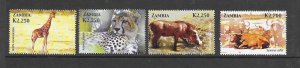 ZAMBIA #1039-42 WILD ANIMALS  MNH