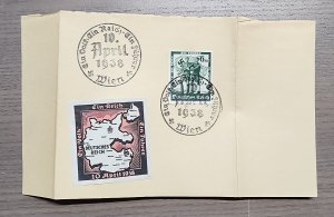 WWII WW2 Germany German Third Reich stamp sheet April 10 1938 w Vignette - WIEN