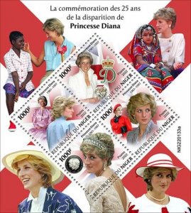 Niger - 2022 Princess Diana Anniversary - 4 Stamp Sheet - NIG220133a