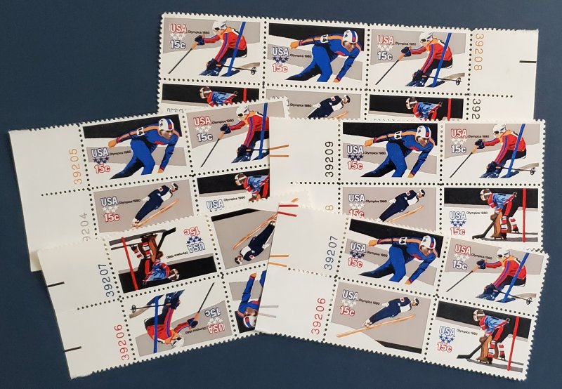 US 1795-8, 1980 Olympic blocks, MNH, Cat. value - $6.00