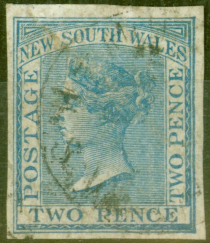 NSW 1882 2d Pale Blue Wmk 40 Imperf Single Used Scarce