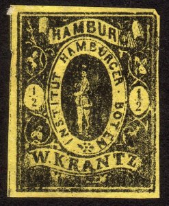 1863, Germany, Hamburger Boten, W. Krantz, Local stamp, MNG