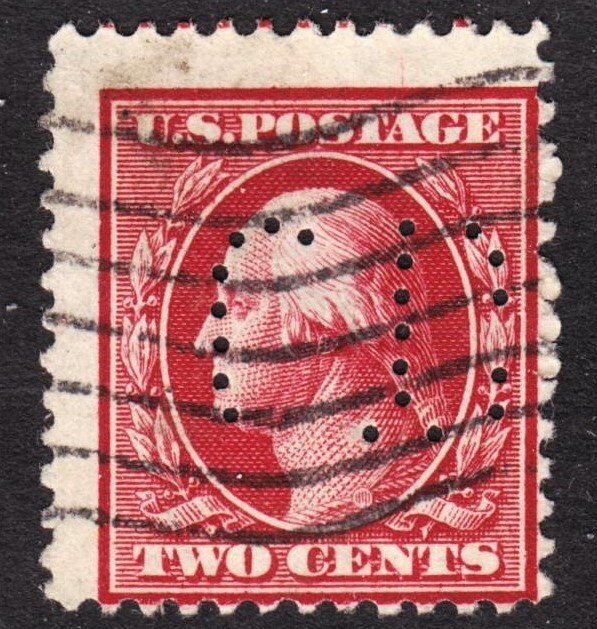 US Scott 332 wtmk 191 perf 12 Fine used. Looks like uncommon CD perfins. FREE...