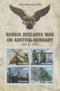 Gambia 2014 - World War I - Sheet of 4 stamps - Scott #3553 - MNH