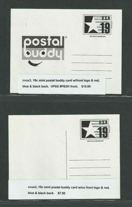 CVUX1-3 Group Of 8 Different Mint Postal Buddy Cards Each Identified 