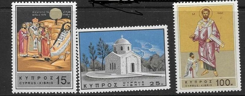 CYPRUS SG274/6 1966 DEATH ANNIVERSARY OD ST BARNABAS MNH