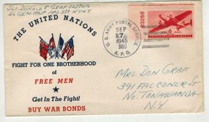 WW2 Patriotic U.N. United Nations 1945 FIGHT FOR 1 BROTHERHOOD APO 380 Cancel
