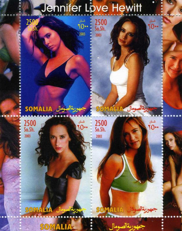 Somalia 2003 JENNIFER LOVE HEWITT American Actress Sheet Perforated mnh.vf