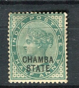 INDIAN STATES; CHAMBA 1890s early classic QV issue Mint hinged 1/2a. value