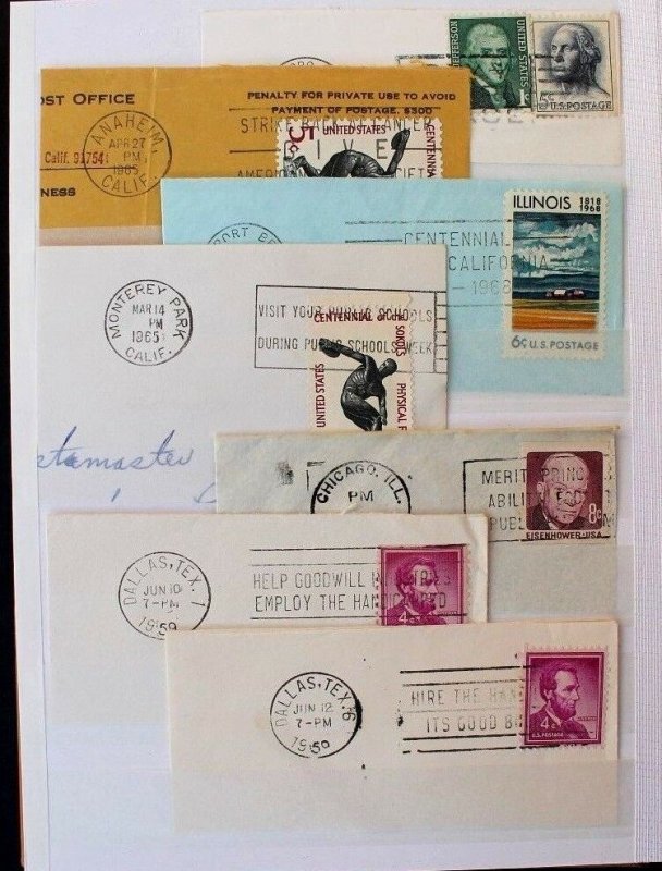 US Stamp Collection with 56 Slogan Cancels. Slogan Cancel Collection