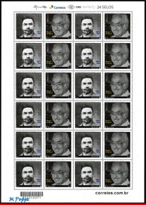 3323 BRAZIL 2016 RELATIONSHIP NICARAGUA, M.BARROS & R.DARIO, POETS, SHEET MNH