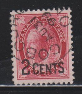 Canada, Queen Victoria 2c, Surcharged  (SC# 87) Used