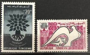 Tunisia 1960 #366-7 World Refugee Year, MNH, CV $1.35