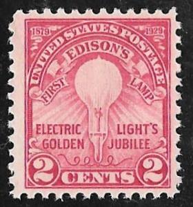 654 2 cent Edison Stamp mint OG NH F-VF