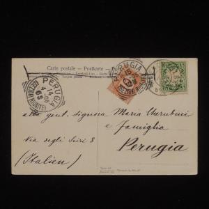 WS-E303 GERMANY - Taxed, 1906 Monaco To Perugia, Italy Postcard