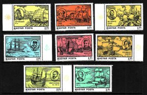 Hungary-Sc#2533a-d,2534a-d-unused NH set-Explorers & their ships-1978-