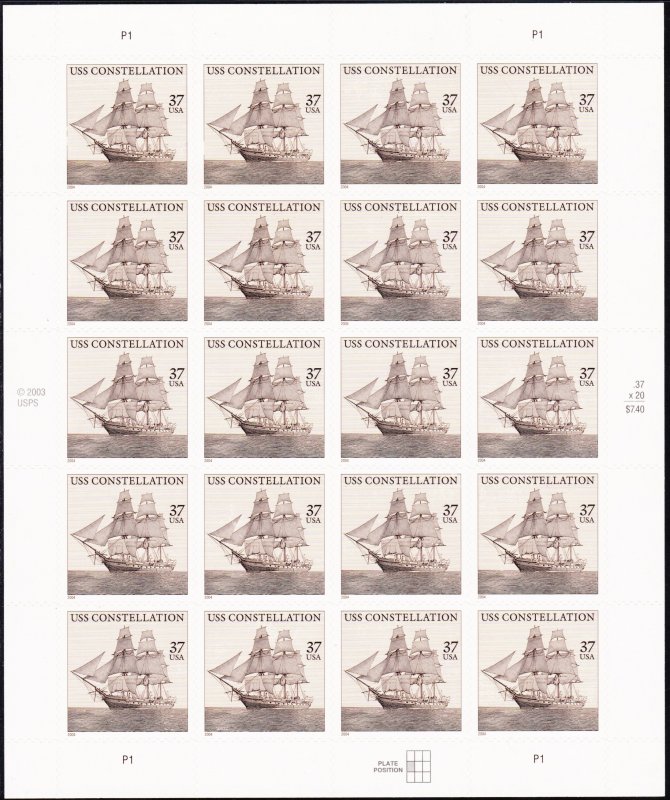 3869 Sheet of 20, MNH, XF