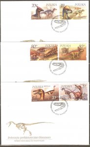 Poland 2000 FDC Stamps Scott 3503-3508 Dinosaurs