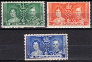 KENYA UGANDA TANGANYIKA SC#60-62 CORONATION OF GEORGE VI (1937) MNH