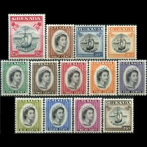 GRENADA 1953 - Scott# 171-83 Queen Birthday Set of 13 LH