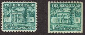 United States Scott #1037,1059 UNUSED PH OG, fresh vivid color!