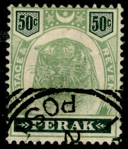 MALAYSIA - Perak SG75, 50c green & black, FINE used. Cat £170.