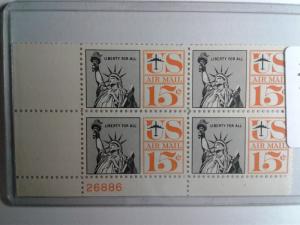 SCOTT # C63 LIBERTY BELL AIR MAIL PLATE BLOCK MINT NEVER HINGED. VERY NICE !