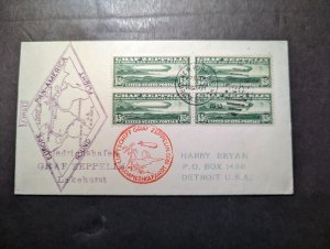 1930 USA LZ 127 Graf Zeppelin Airmail First Flight Cover FFC Block of 4 #C13