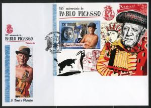 SAO TOME 2016 135th BIRTH ANNIVERSARY PABLO PICASSO  SOUVENIR SHEET FDC