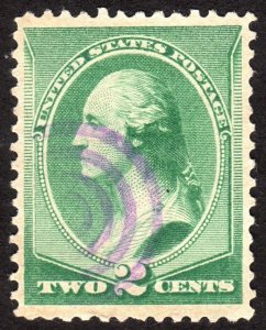 1887, US 2c, Washington, Used, XF, Purple fancy cancel, Sc 213