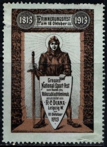 1913 Germany Poster Stamp Memorial Festival For Battle The Nations Memorial