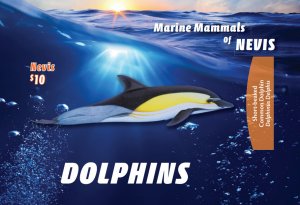 Nevis 2015 - Dolphins - IMPERF Souvenir Stamp Sheet - Scott #1899 - MNH