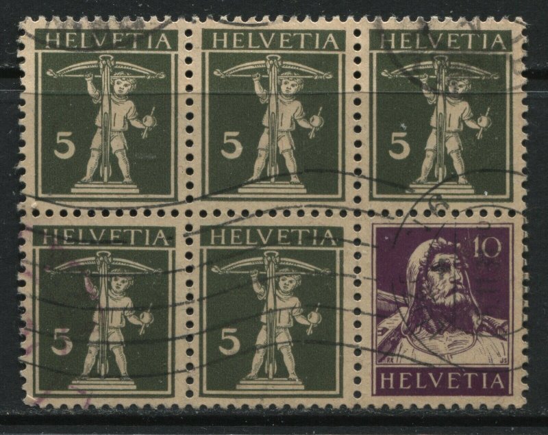 Switzerland 1930 booklet pane of 6 used