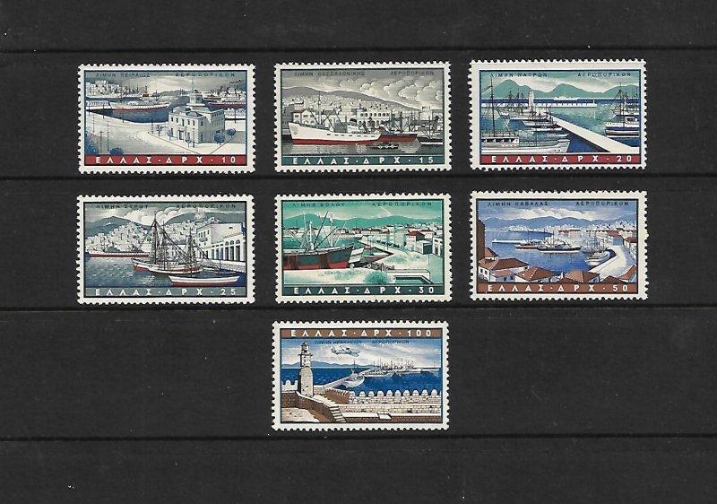 Greece Stamps: #C74-80; 1958 Harbors Air Mail Issues; Complete Set of 7; MNH