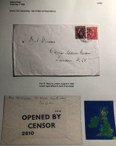 1940 Port Mary Island England Civil Censorship Cover To London