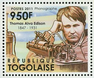 Great Physicists Stamp Thomas Alva Edison Isaac Newton Nicolas Copernic S/S MNH