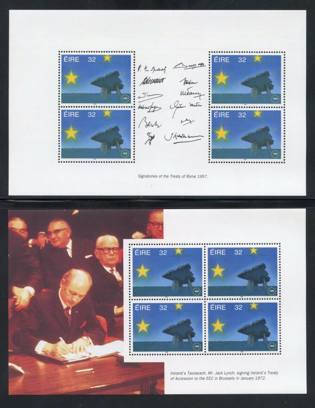 Ireland 876a, 876b in 3 formats  MNH, 1 European Market Booklet Panes from 1992.
