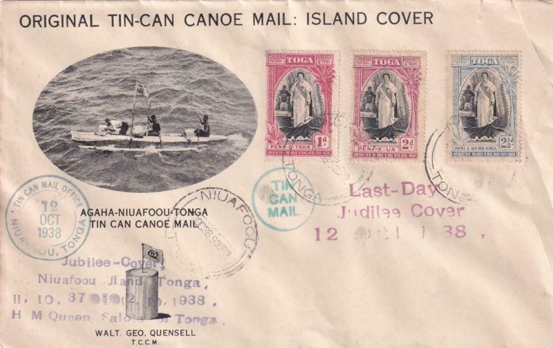 1938, Niuafoou, Tonga, Last Day Jubilee Cover, See Remark (41467)