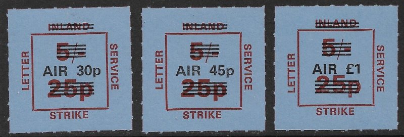 GREAT BRITAIN 1971 STRIKE POST LABELS Surcharged Airmail Set MNH