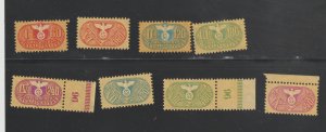 GERMANY 3rd Reich Invalidenvers. Eight Disability Insurance Revenue Stamps MNG